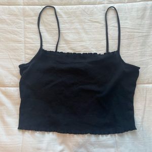 h&m divided ribbed spaghetti strap crop tank top